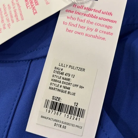 Lilly Pulitzer Kimika Skort Skirt UPF 50+ Martinique Blue Size 12 NWT - Picture 9 of 9